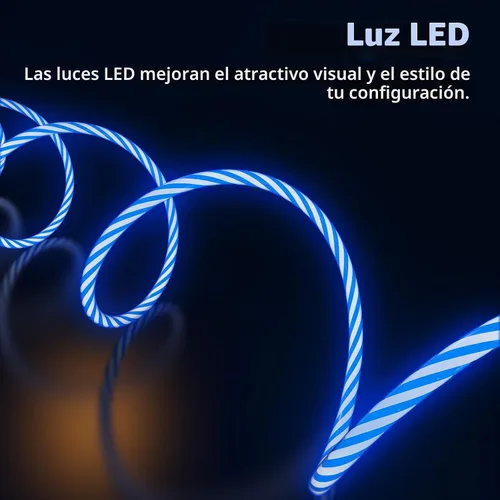 Vista 5 de Cable de carga para iPhone 3 en 1 con luz LED, relámpago/tipo C/micro USB para automóvil RGB brillante para Apple iPhone 15/14/13/12/11 Pro