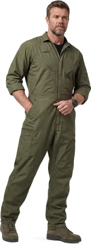 Vista 9 de CQR - Overol para hombre con manga corta, cremallera frontal, múltiples bolsillos, resistente a las manchas y a las arrugas Vortex Álamo Caqui
