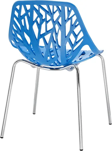 Vista 4 de Modway Stencil - Silla apilable moderna para cocina y comedor en color azul