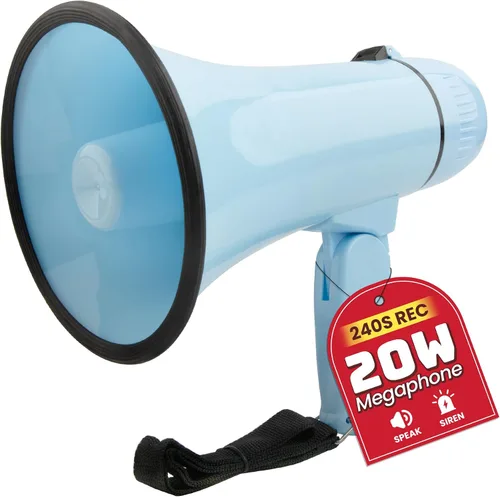 Vista 14 de MyMealivos 20W Megaphone Bullhorn, Built in Siren & 240s Recording, 5.4"×8.6" Portable Megaphone with Volume Control Cover Up to 300 feet+ for