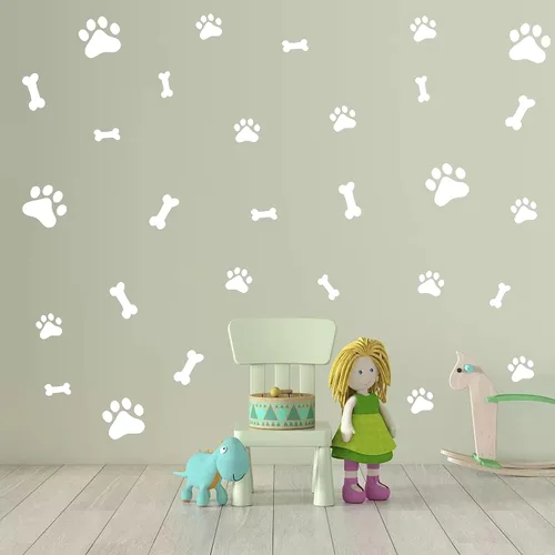 Vista 8 de Calcomanías de pared con diseño de pata de perro, juguete de perros, calcomanías de pared de vinilo extraíbles, calcomanías de huellas de perros