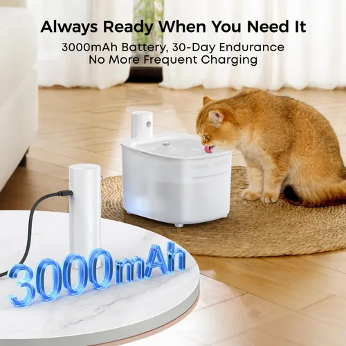 Vista 4 de Fuente de agua inalámbrica para gatos, dispensador automático de agua activado por sensor, fuente de agua inalámbrica para mascotas de 88 onzas