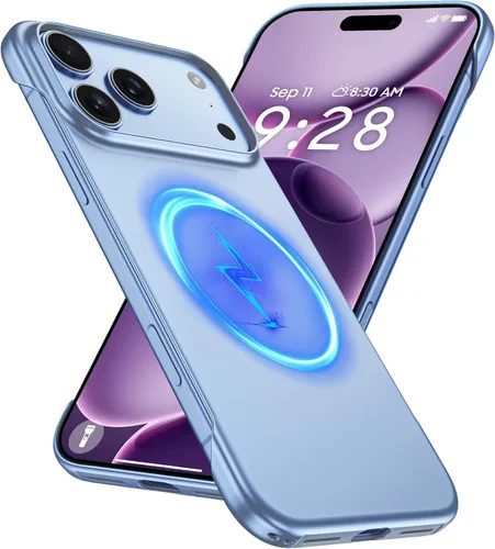 Vista 56 de GRECAZO Magnetic Frosted Frameless Case for iPhone 17 Pro Max, Silvery Tono plata