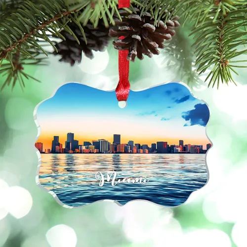 Vista 18 de Los Ángeles Beach California, Estados Unidos, decoración de árbol de Navidad, recuerdo de ciudad de campo, recuerdos de Navidad personalizados