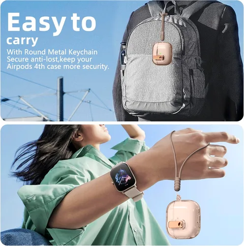 Vista 6 de (con bloqueo de seguridad) Funda transparente compatible con AirPods de 4ª generación con kit de limpieza, funda transparente de TPU suave