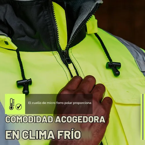 Vista 4 de Pioneer Hi Vis Work Jacket for Men - Waterproof Safety Bomber with Reflective Tape