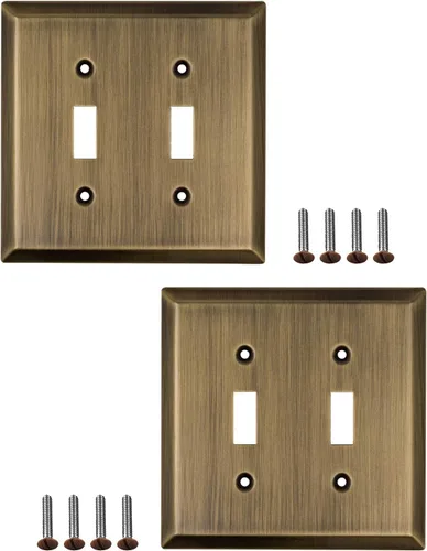 Vista 15 de Placas de pared decorativas clásicas de latón antiguo Enchufe eléctrico y cubiertas de interruptor Estilo: 1 Gang Decorator (paquete de 4)