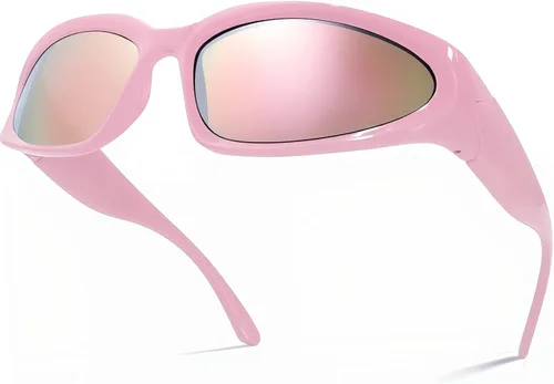 Vista 18 de LASPOR Gafas de sol deportivas envolventes para mujeres y hombres, lentes deportivos Y2K
