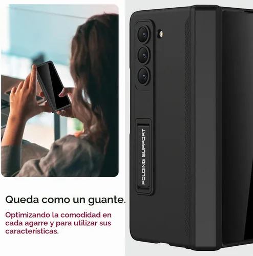 Vista 6 de Miimall Funda para Samsung Galaxy Z Fold 5 con protector de pantalla de privacidad, soporte ajustable integrado y protección magnética de bisagra