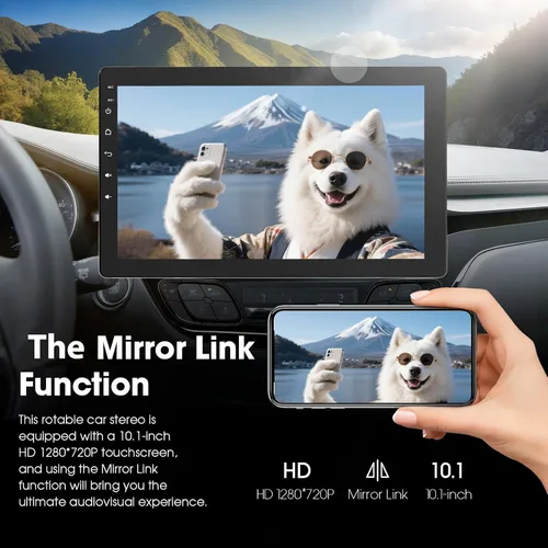 Vista 6 de Haudio Estéreo DIN para automóvil con pantalla táctil IPS giratoria de 10.1 pulgadas, CarPlay inalámbrico y Android Auto, Android 13, 2GB+32GB