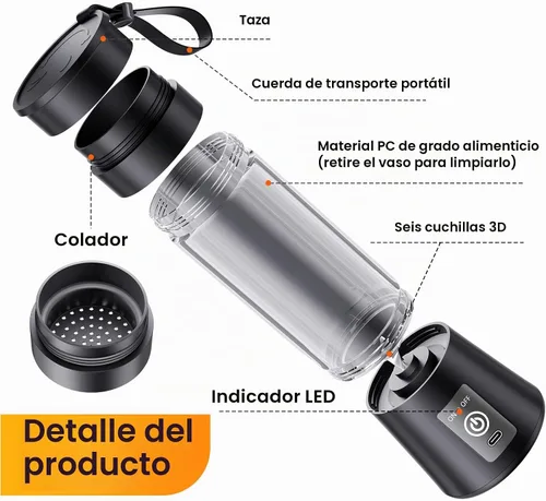 Vista 8 de 2026 Newly Upgraded Portable Smoothie Blender - Personal Travel Blender Black