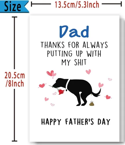 Vista 2 de Huameigf Tarjeta de regalo para el día del padre de parte del perro, linda tarjeta del día del padre de hijo hija, mejor papá perro, regalo