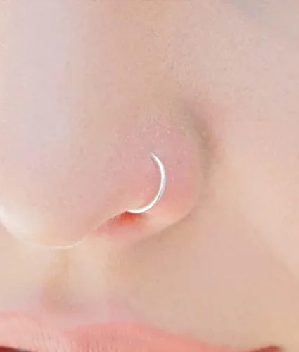 Vista 6 de MODRSA Piercing de nariz para mujer, de acero inoxidable, de plata, calibre 20