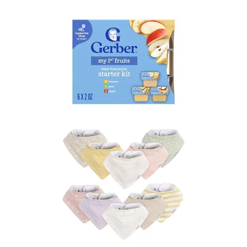 Vista 11 de Gerber Mi primer kit de frutas, puré de plátano, pera y manzana, tarros de 2 onzas, paquete de 2 (set de 6)