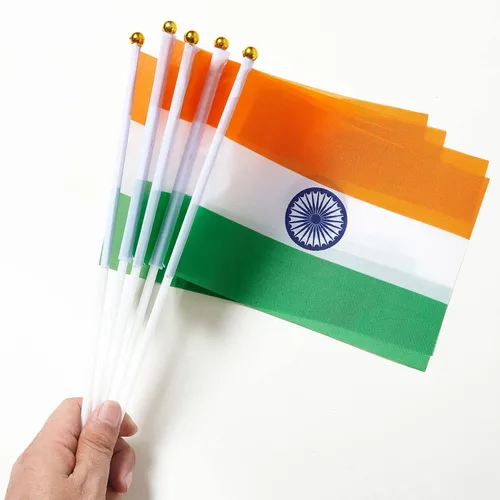 Vista 5 de ZXvZYT Bandera india de escritorio pequeña bandera india pequeña bandera india de mesa con base de soporte para decoración (paquete de 12)