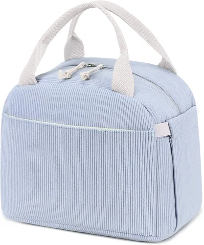 Vista 39 de Bluboon Bolsa de almuerzo para mujer, bonita bolsa de almuerzo de pana con correa para el hombro, reutilizable, aislada, gran capacidad