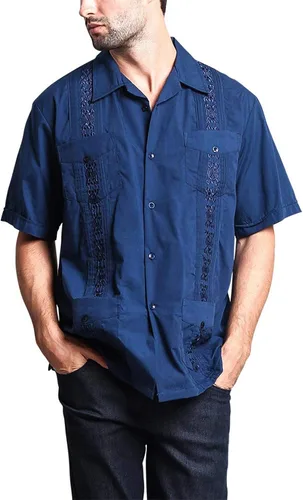 Vista 5 de G-style EE. UU. Remera playera mangas cortas de guayabera cubana para hombres