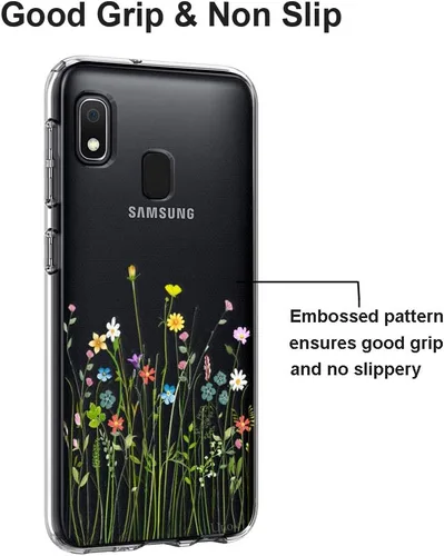 Vista 3 de Unov Funda compatible con Galaxy A10e Galaxy A20e funda transparente con diseño de TPU suave, absorción de golpes, patrón delgado en relieve