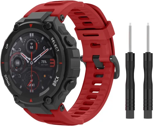 Vista 9 de MoKo Correa de reloj compatible con Amazfit T-Rex/T-Rex Pro Smartwatch, correa deportiva de repuesto de silicona suave, pulsera transpirable