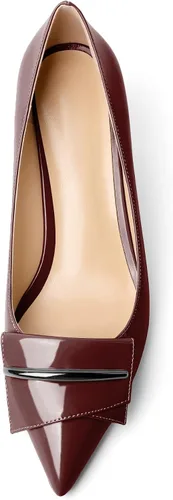 Vista 3 de Eldof Tacones de cuña bajos para mujer, zapatos de tacón de cuña con lazo de 2 pulgadas, zapatos de vestir para fiestas, bodas y noches