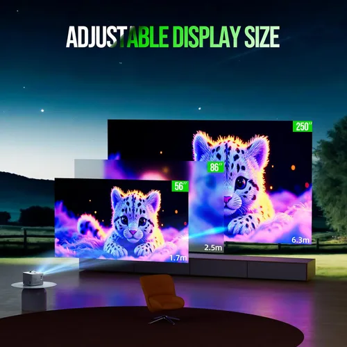 Vista 5 de Proyector con WiFi y Bluetooth, Proyector Nativo 1080P con Soporte 4K con Corrección Trapezoidal Vertical Automática, Proyector de Películas