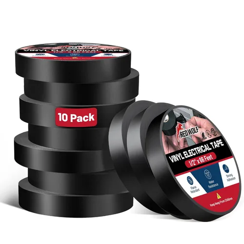 Vista 14 de RED WOLF Cinta eléctrica de vinilo de 1 pulgada x 66 pies, 5 rollos, cinta eléctrica de PVC con certificación UL CSA de 7 mil de grosor, resistente