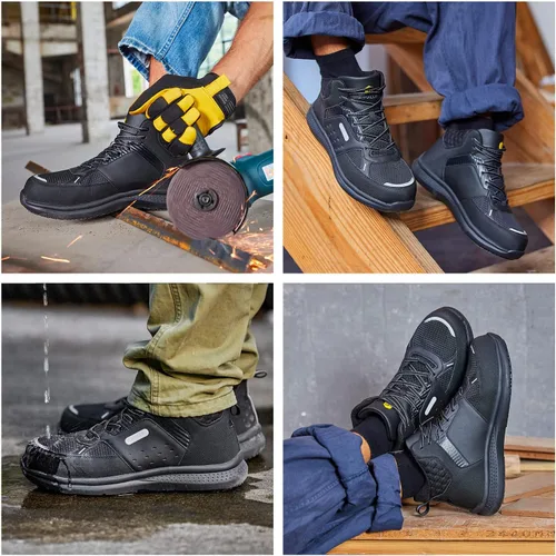 Vista 7 de FitVille Botas de trabajo anchas para hombre, puntera compuesta, zapatos de seguridad para el trabajo, botas de trabajo antideslizantes