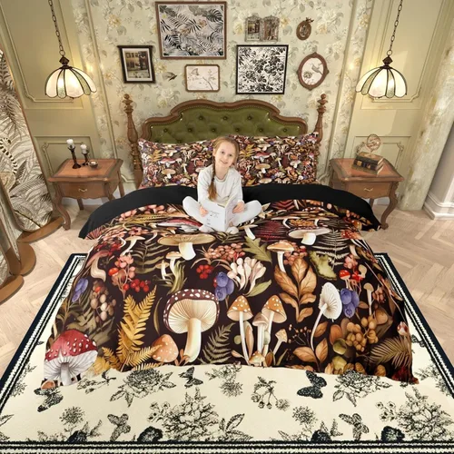 Vista 38 de Juego de ropa de cama de animales de gato misterioso, bohemio, exótico, tribal, abstracto, arte abstracto, juego de funda de edredón para decoración
