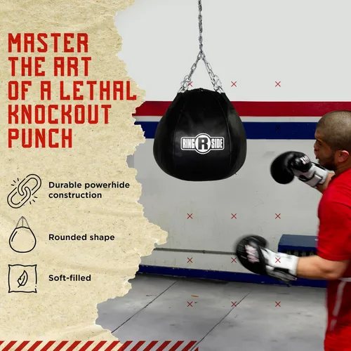 Vista 4 de Ringside Head Shot Heavy Bag, Soft-Filled, Powerhide Punching Bag for Boxing, MMA, Muay Thai, and More, Includes Heavy Bag Chain and Swivel