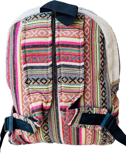 Vista 3 de Mochila hecha a mano de algodón de cáñamo del Himalaya de diseño único de 17 pulgadas grande Hippie, Festival, Senderismo y Tablet Laptop Mochila