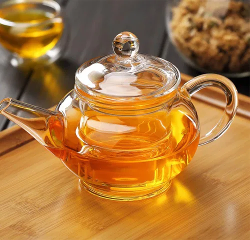 Vista 6 de Tetera pequeña, tetera de vidrio con infusor, tetera para té suelto, 8 onzas