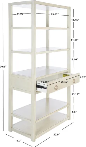 Vista 2 de Safavieh Home Collection Johni Antique White and Gold - Caja de almacenamiento con 5 estantes Antiguo/blanco