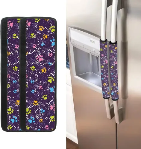 Vista 16 de Juego de 2 fundas para manija de puerta de refrigerador con estampado de copos de nieve de aguacate, protector de manija de puerta de cocina lavable
