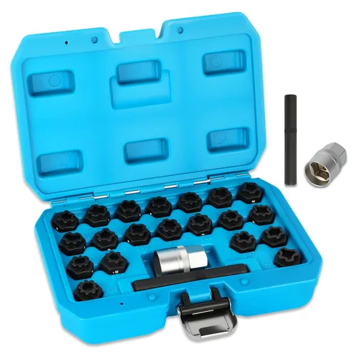 Vista 11 de BELEY Kit de llave de tuerca de bloqueo de rueda 20PCS para Porsche VW Touareg Juego de herramientas antirrobo para quitar tuercas con removedor