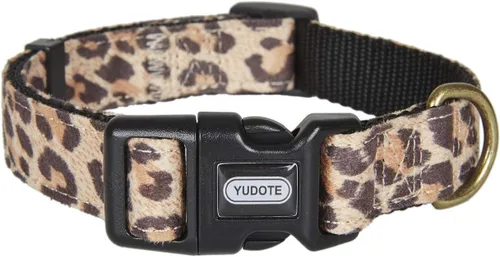 Vista 7 de Collar de perro de leopardo elegante con tejido flocado de cheeta con aroma, suave y premium para cachorros, perros medianos y grandes