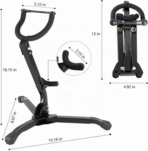Vista 2 de EASTROCK Soporte para saxofón Alto&Tenor con 2 soportes para flauta
