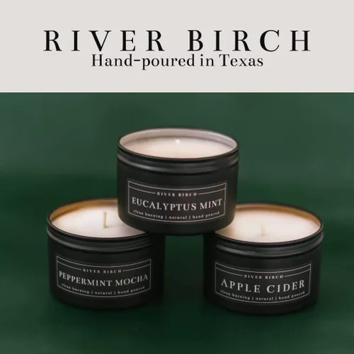 Vista 4 de River Birch Candles - Vela perfumada de almendra + miel, velas de soja de alta calidad, totalmente naturales, no tóxicas, vela de viaje de lata