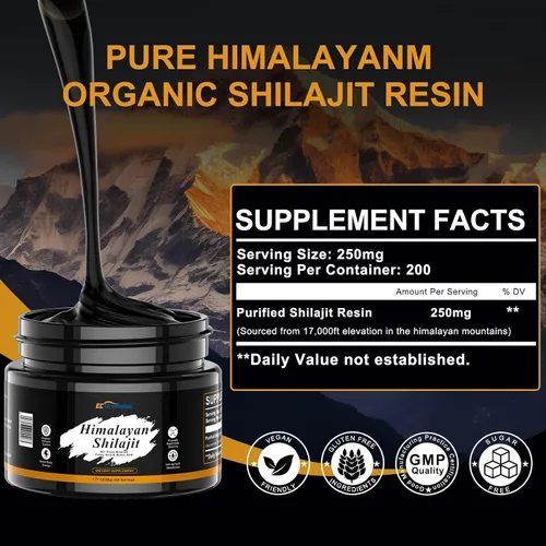 Vista 2 de Shilajit - Resina orgánica pura del Himalaya, resina Shilajit con ácido fúlvico y más de 85 minerales traza para energía, sistema inmunológico