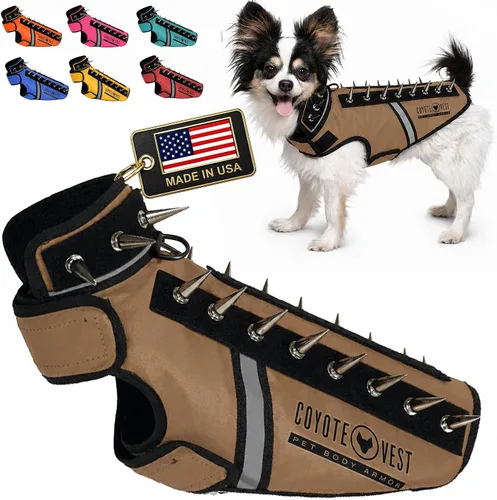 Vista 37 de CoyoteVest SpikeVest - Chaleco de arnés para perro, accesorios reflectantes para perros con picos para proteger a tu mascota de ataques de Raptor