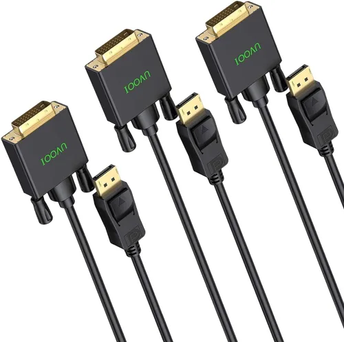 Vista 9 de Cable DisplayPort a DVI 4K de 6 pies, paquete de 3 cables DP a DVI macho a macho compatible con computadora, PC, monitor, TV, proyector y más DP