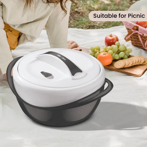 Vista 6 de Pinnacle Cacerola Grande Aislada con Tapa de 3.6 cuartos. Elegante Olla Caliente Calentador/Enfriador de Alimentos - Tazón Térmico para Servir