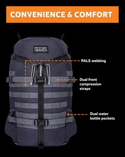 Vista 4 de Mystery Ranch Mochila de 2 Días – Mochila Táctica Diaria con Fácil Acceso y Funda Acolchada para Computadora – Outerspace, S/M
