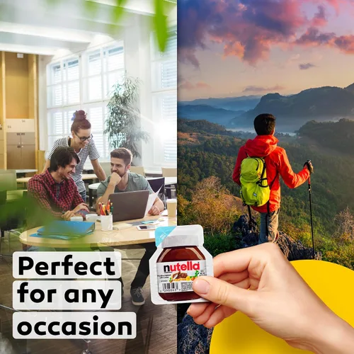 Vista 5 de Nutella Mini Cups – 20 paquetes de aperitivos individuales (0.52 onzas cada uno) + 20 cucharas de madera – golosinas de chocolate de San Valentín