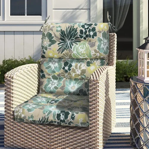Vista 2 de Magpie Fabrics Cojín copetudo para silla de patio, 2 unidades, impermeable, resistente a la decoloración, para interiores y exteriores, para asiento