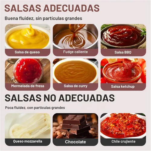 Vista 7 de Dispensador eléctrico de salsa con 2 botellas de salsa de 22 onzas y 3 agujeros, calentador de botellas para chocolate caliente, queso nacho