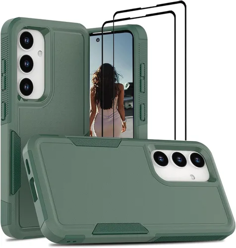 Vista 27 de Jeylly Funda para Samsung Galaxy S10 Plus S10+, ajuste delgado, doble capa, resistente, absorción de golpes, TPU con carcasa trasera de Negro
