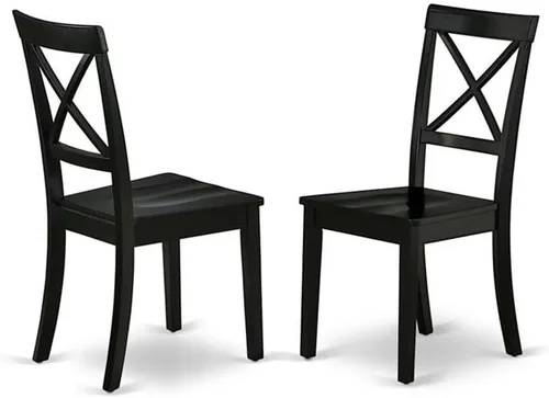 Vista 4 de East West Furniture DLBO3-BLK-W - Juego de mesa de comedor de 3 piezas para espacios pequeños que contiene una mesa de comedor redonda con gotas y 2
