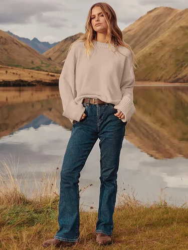 Vista 104 de LOGENE Suéter de gran tamaño para mujer, cuello redondo, manga larga, suave, mullido, suéter de punto 2025 para otoño e invierno