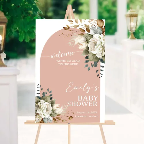 Vista 11 de Plantilla de Letrero de Bienvenida para Baby Shower con Foto, Letrero de Bienvenida para Baby Shower Minimalista Editable, Letrero de Bienvenida