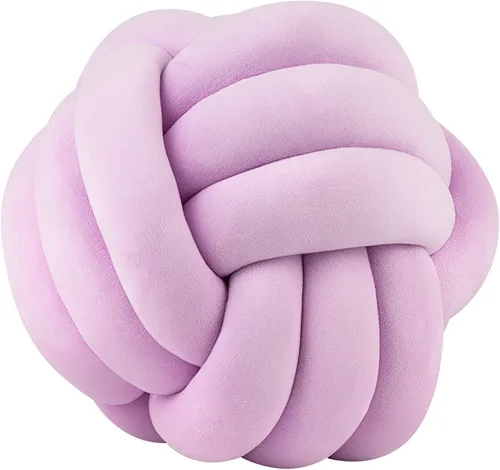 Vista 10 de Almohada de nudo de bola redonda, cojines de almohada de felpa para decoración de habitación de niños, juguete calmante para aliviar el estrés Rosa